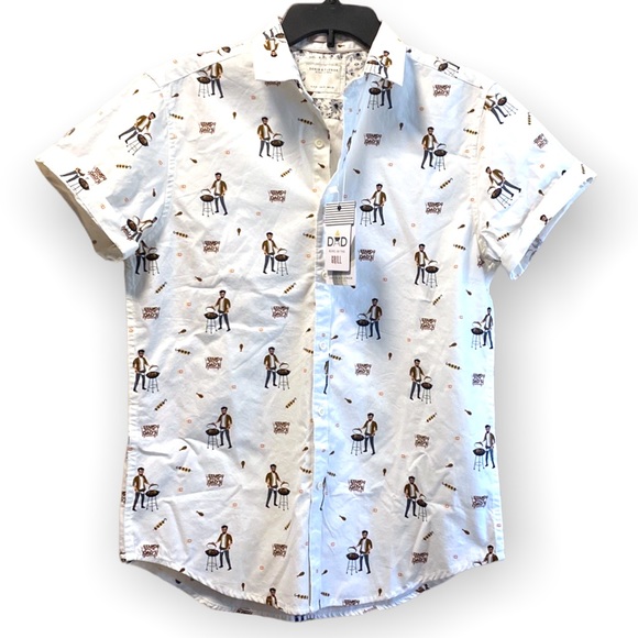 NWT Denim & Flower Dad Grilling Button Down 100% Cotton - Picture 2 of 14